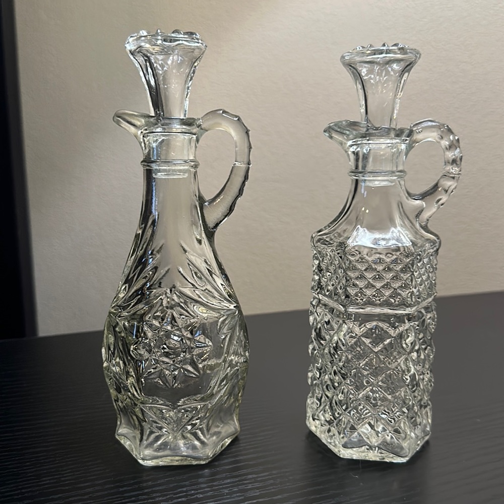 Vintage Glass Salad Dressing Cruets 2x